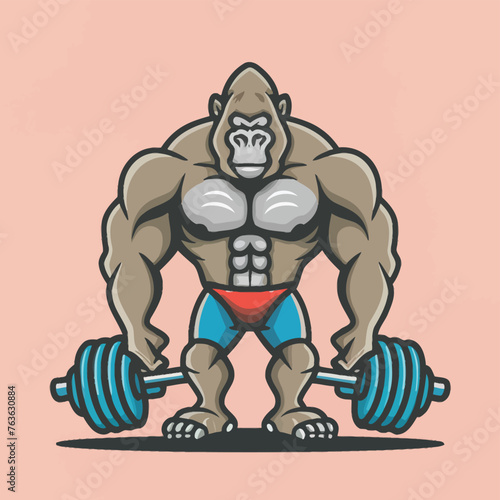 red white black modern style minimalist lines of a strong muscle pose strong body builder anatomy man at gym with bundle Doing exercises in all body positions using different gym equipment  © hesh