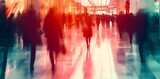 shopping banner with blurred focus, blurry photo, shopping center, women with purchases, discounts, concept of buying things, boutique
