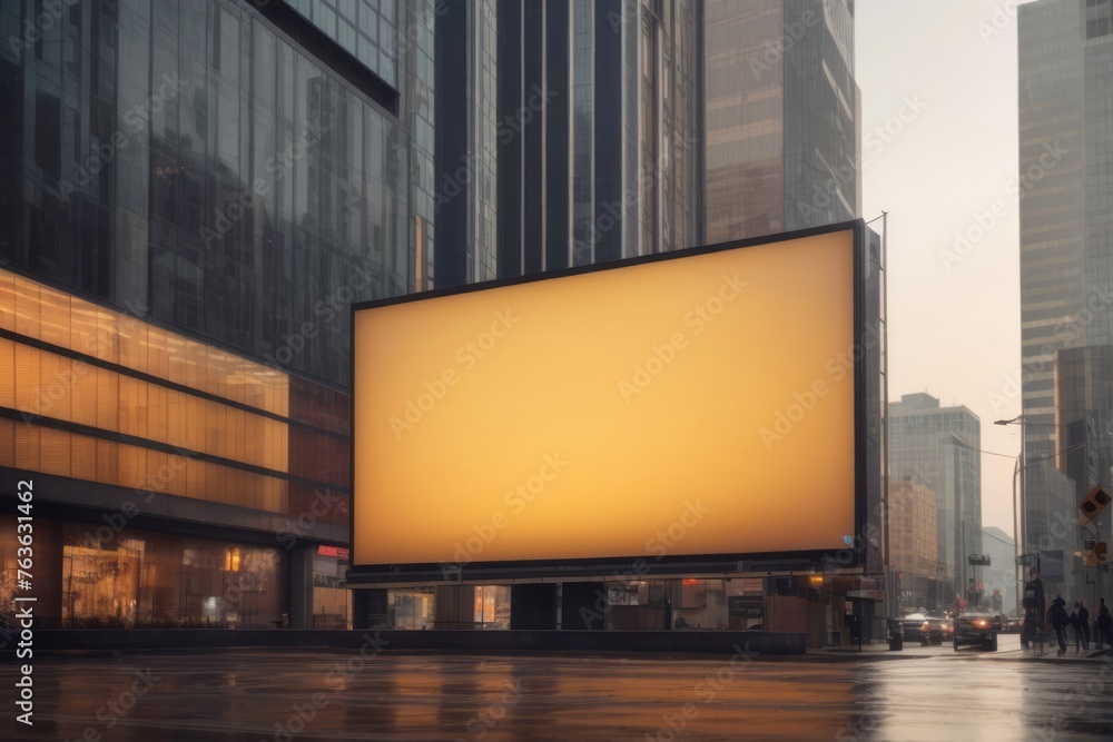Blank billboard on building for advertising empty mockup of outdoor banner Blank billboard on building for advertising empty mockup of outdoor banner