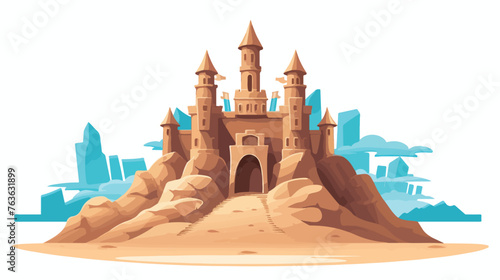 Beach sandcastle on vacation isolated over white.  © iclute