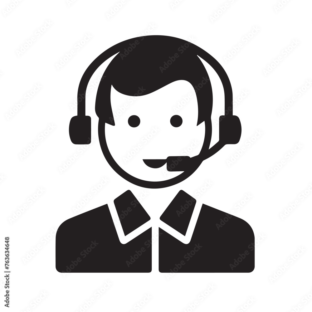 Call center customer service in cartoon, doodle style . Image for t-shirt, web, mobile apps and ui. Isolated 2d vector illustration in logo, icon, sketch style, Eps 10, black and white. AI Generative