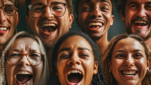 individuals faces as they react to winning the lottery. Capture multiple winners from a diverse range of age, gender and ethnicity backgrounds, shock, expression, happy photo