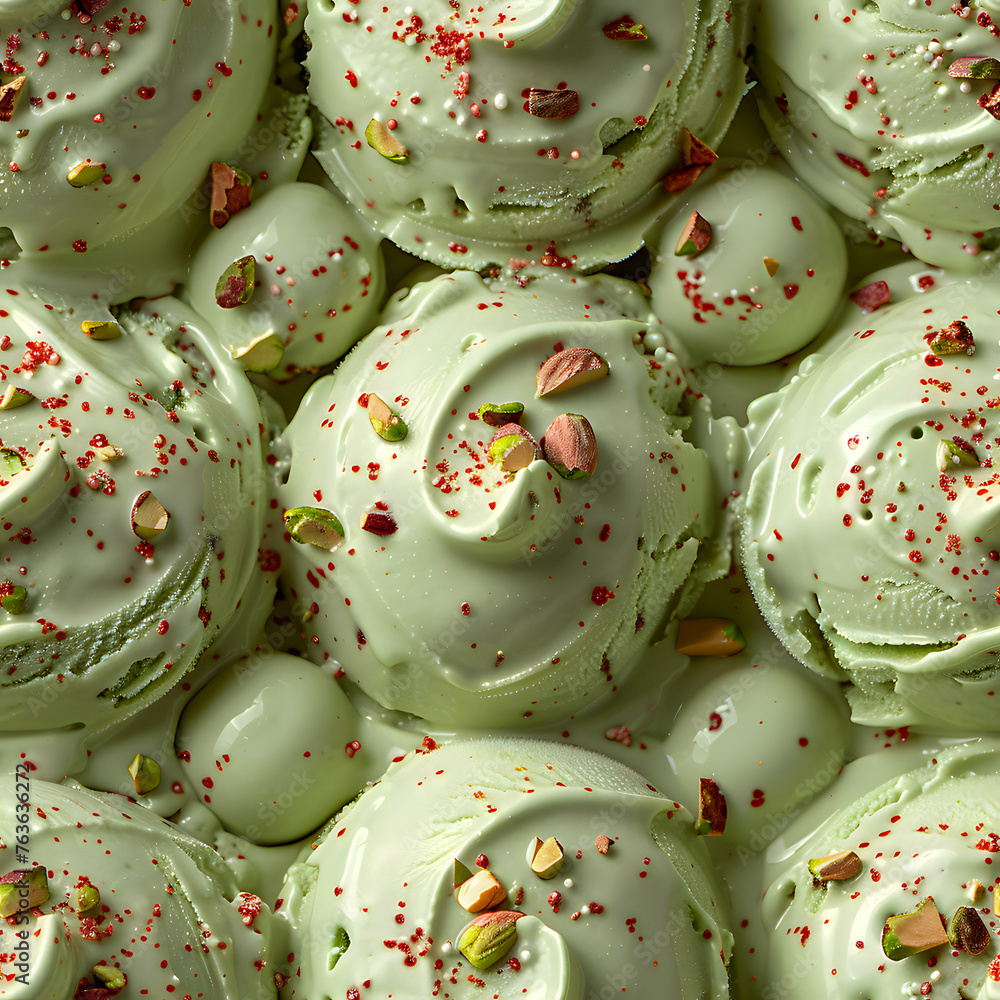 Pistachio Cream Ice Cream with Rainbow Sprinkles Seamless Pattern Design for Backgrounds, Wallpapers, Textile, and Gift Wrap