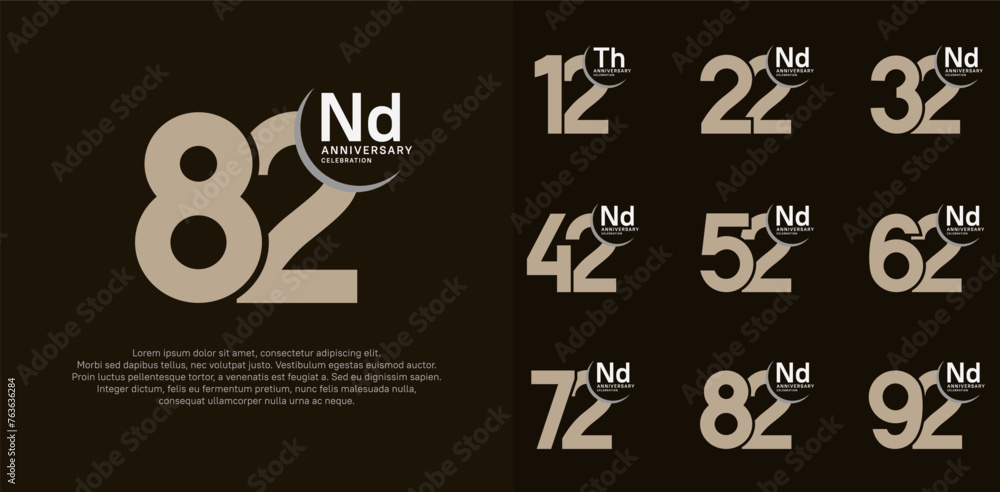 anniversary vector set with brown color can be use for special day celebration