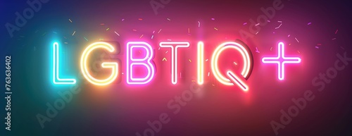 LGBTIQ+ neon light conceptual letter banner