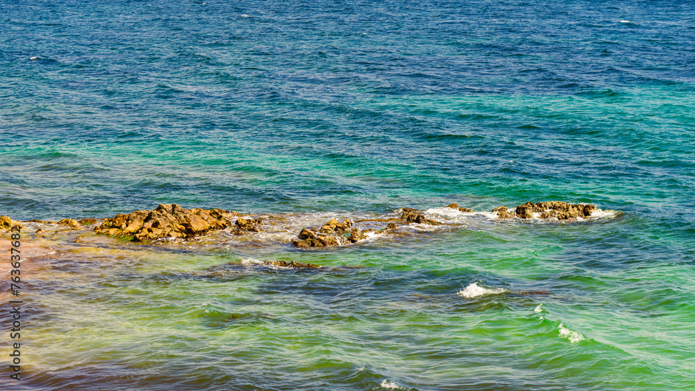 Ajaccio public beach, summer landscape of Corsica