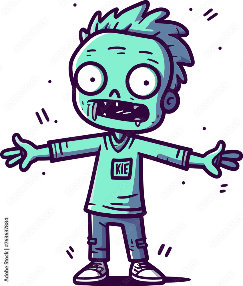 Zombified Vector Image of a Zombie in Cargo Pants That Is Trapped in a Perpetual State of Undeath