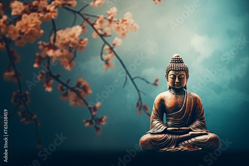 buddha background and copy space - generative ai photo