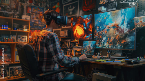 An Artist Using Virtual Reality Headset