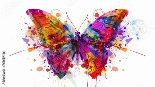 Vibrant Abstract Butterfly Composed of Colorful Paint Splatters and Brush Strokes © Bijac