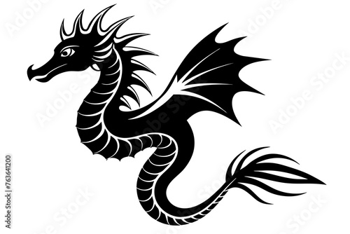 sea dragon silhouette vector illustration