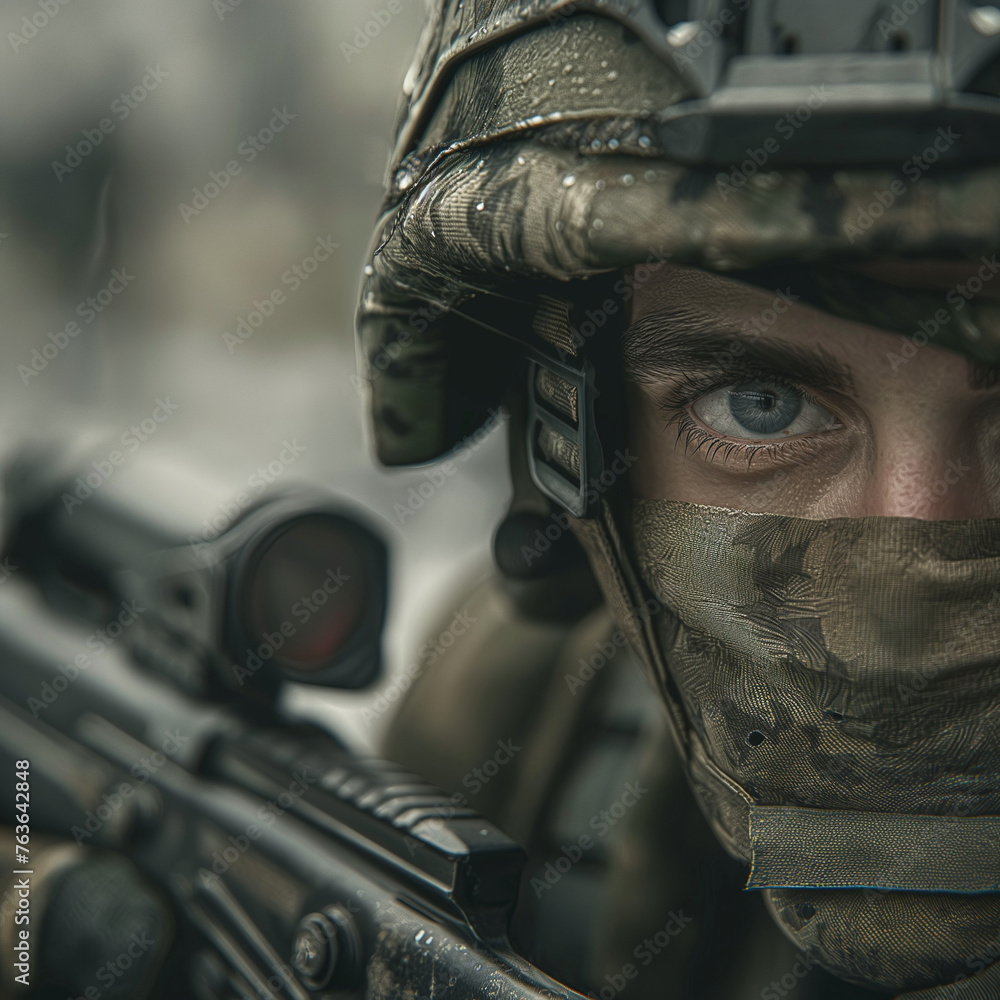 western soldier aiming rifle during the war operation special ops western soldier aiming rifle during the war operation special ops