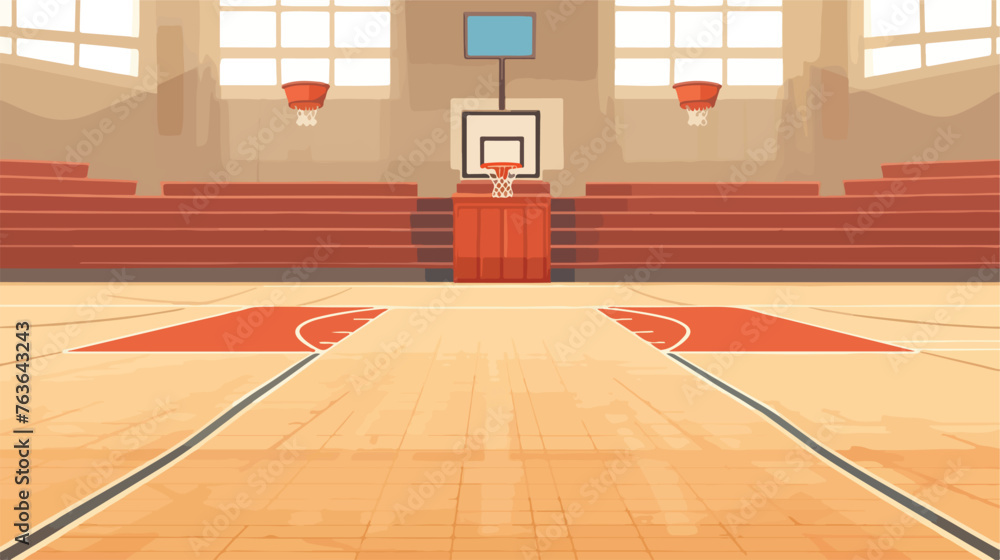 Empty basketball court scene. flat vector isolated