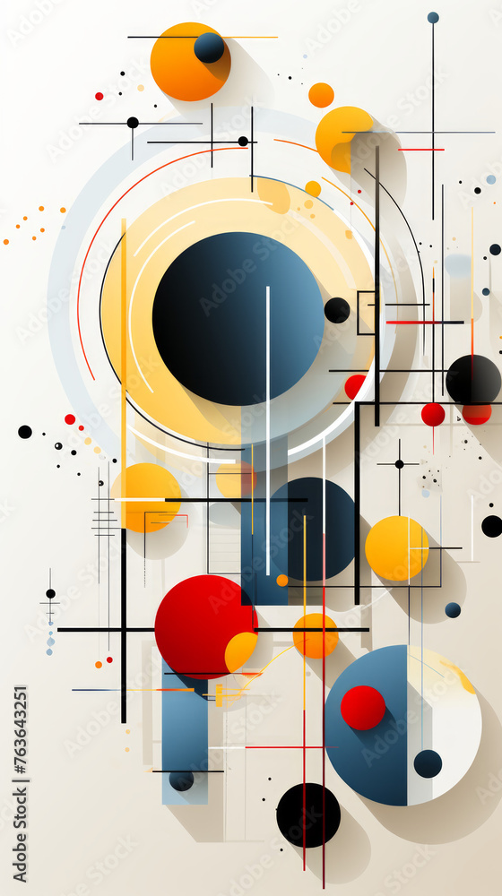 Obraz premium Abstract Geometric Composition with 3D Spheres and Lines