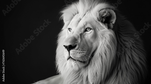 Majestic lion in black and white monochrome