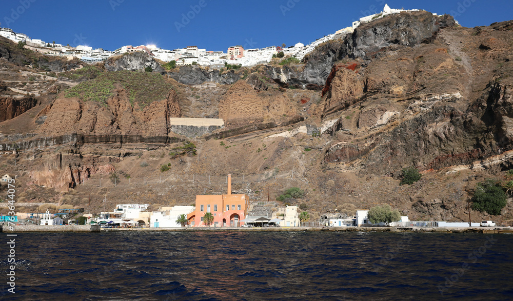 Fira, Santorini - The island's capital clinging to the top of the caldera rim with a very steep path down to the old harbor.