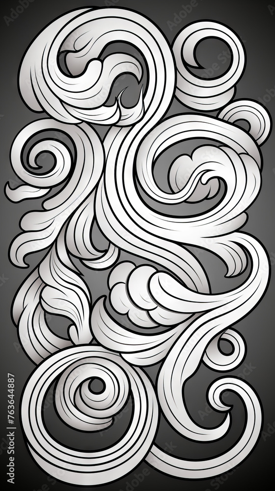 Fototapeta premium Abstract Swirling Clouds and Whirls Design on Dark Background