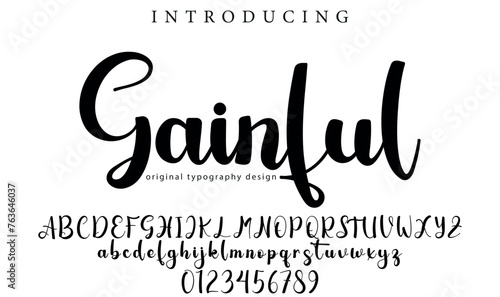 Gainful Font Stylish brush painted an uppercase vector letters  alphabet  typeface