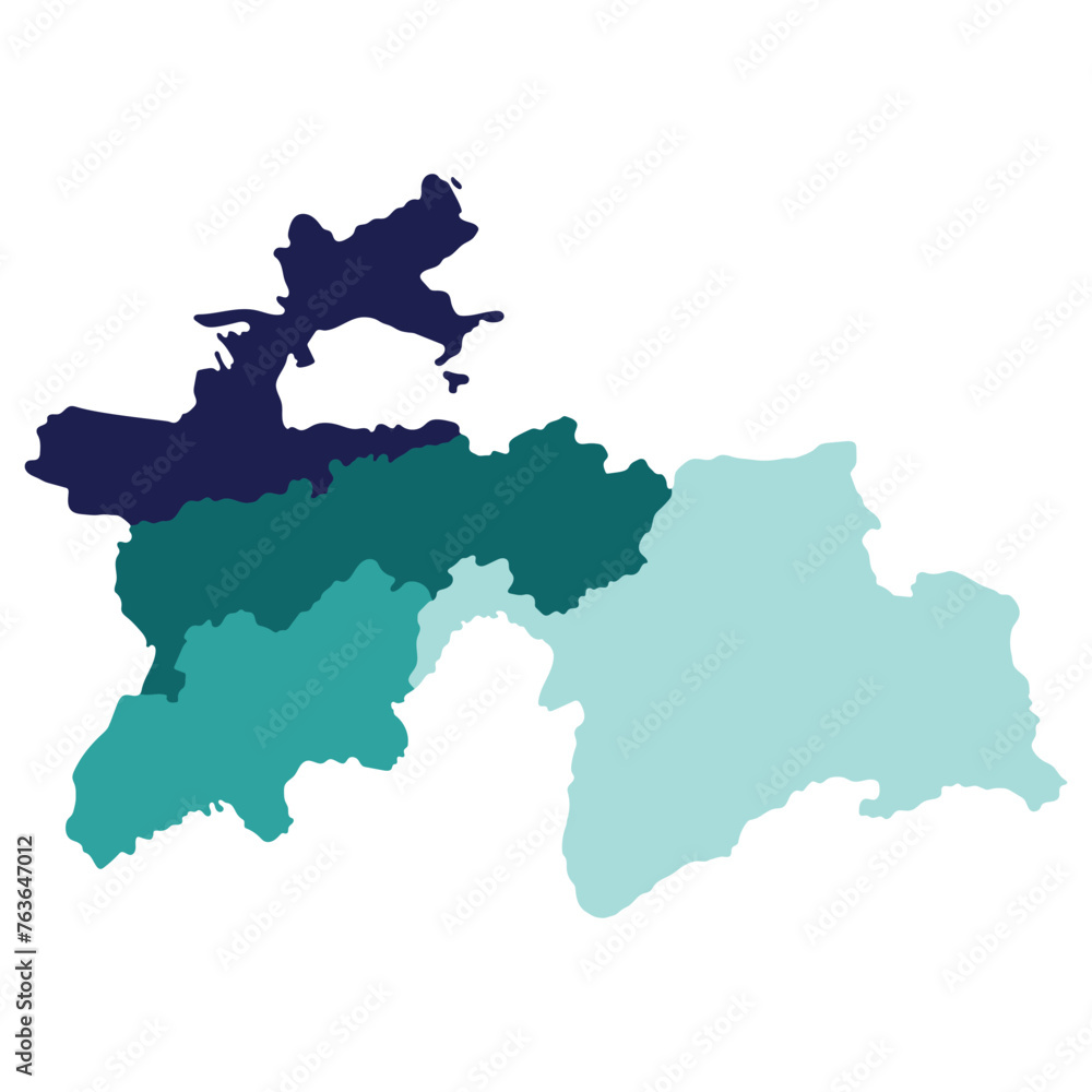 Fototapeta premium Tajikistan map. Map of Tajikistan in administrative provinces in multicolor