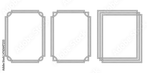 vintage rope frame set isolated on white background