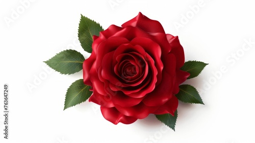 Red rose flower isolated icon, on white background. Beautiful blossom gift birthday, holidays, #763647249