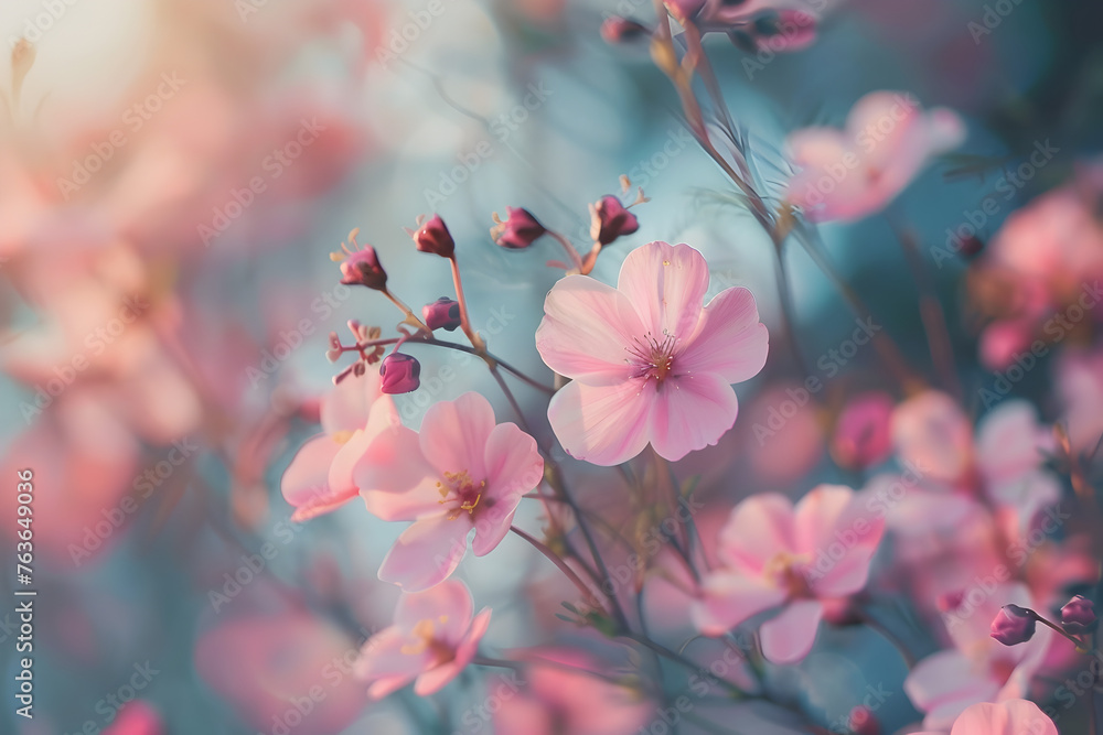 Flowers with blur garden. 