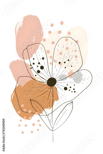 minimalistc hand-drawn flower head, Scandinavian style photo