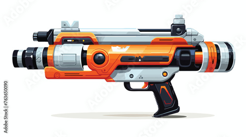 Game futuristic blaster with scope. flat vector 