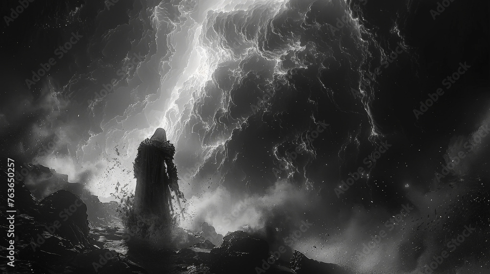 Obraz premium Charcoal Dark Matter and Astral Battle Scene