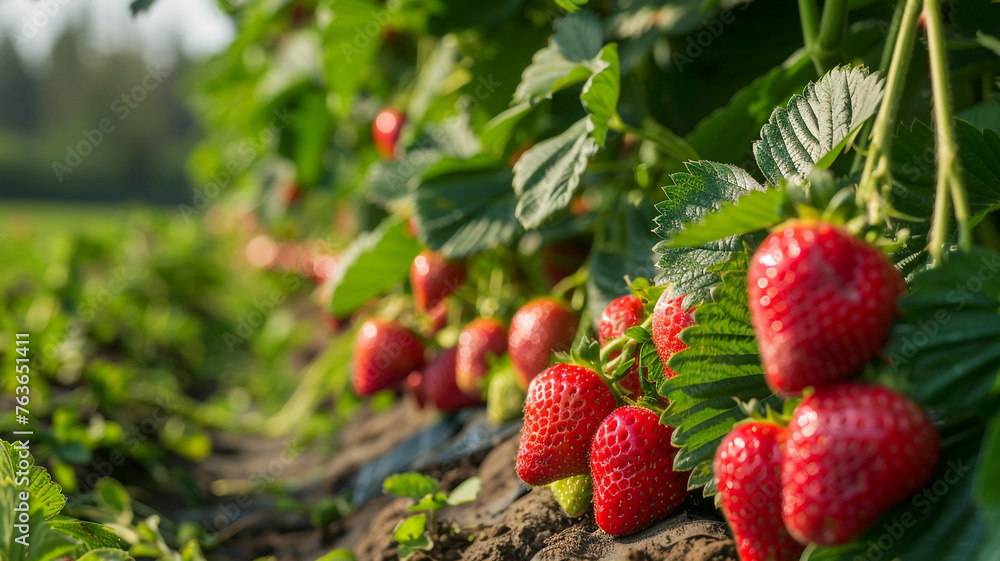 Strawberry patch in the beautiful day Strawberry patch in the beautiful day