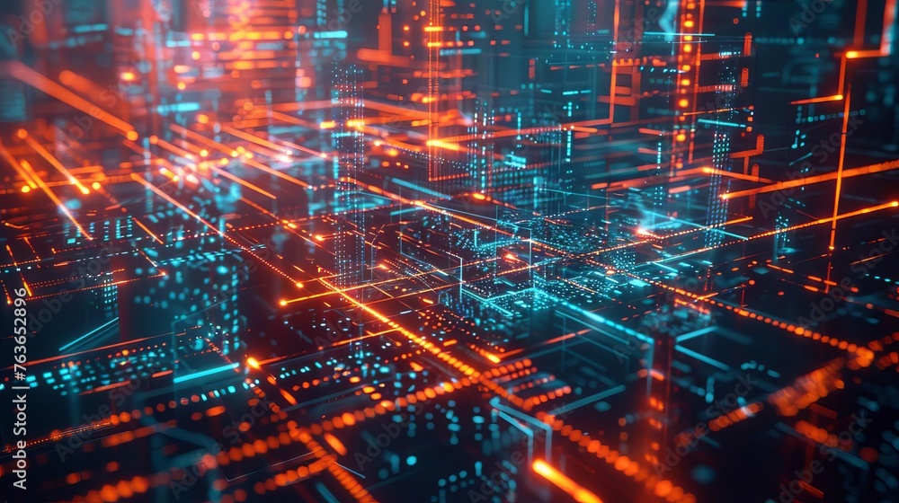 Edge computing technology concept, connected devices processing data in real-time, reducing latency, digital illustration Edge computing technology concept, connected devices processing data in real-time, reducing latency, digital illustration
