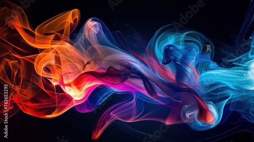 Abstract composition with colorful smoke shapes