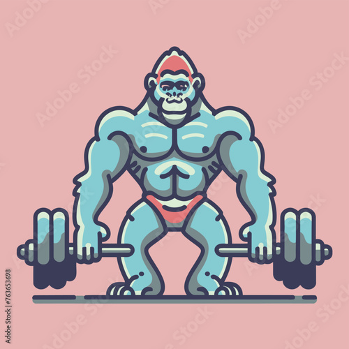 red white black modern style minimalist lines of a strong muscle pose strong body builder anatomy man at gym with bundle Doing exercises in all body positions using different gym equipment
