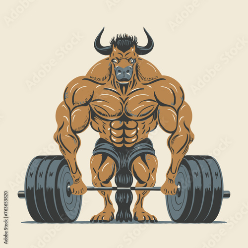 red white black modern style minimalist lines of a strong muscle pose strong body builder anatomy man at gym with bundle Doing exercises in all body positions using different gym equipment
