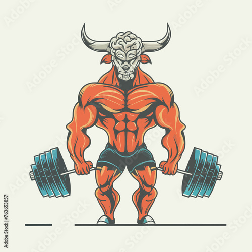 red white black modern style minimalist lines of a strong muscle pose strong body builder anatomy man at gym with bundle Doing exercises in all body positions using different gym equipment
