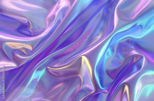 Vivid violet and blue satin waves create a dynamic, luxurious fabric background with a silk-like texture.