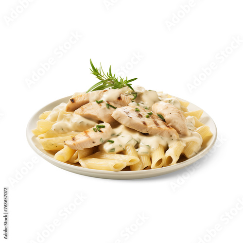 fettuccine Alfredo isolated on white