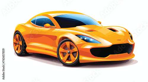 Orange car with windows and headlights realistic 3d © iclute