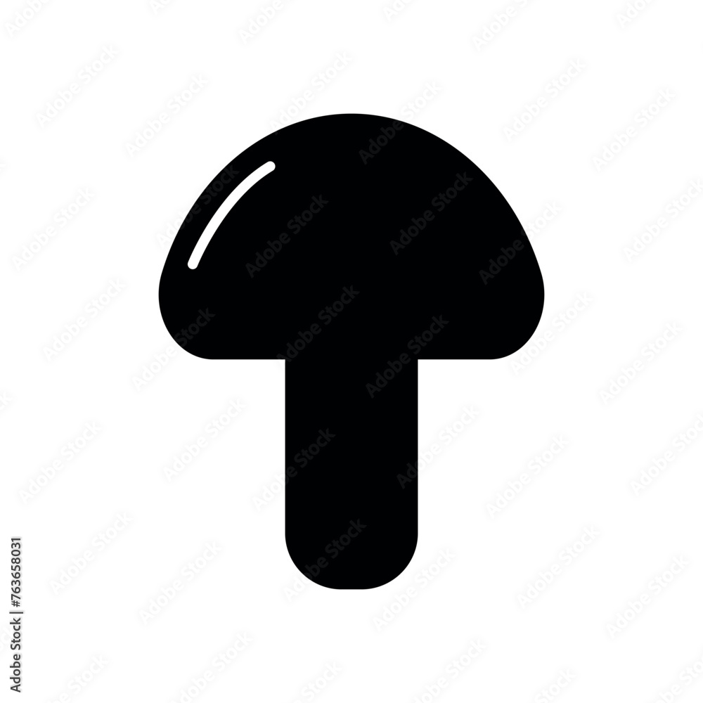 Mushroom Fill Icon Symbol Vector. Black Glyph Mushroom Icon Mushroom Fill Icon Symbol Vector. Black Glyph Mushroom Icon