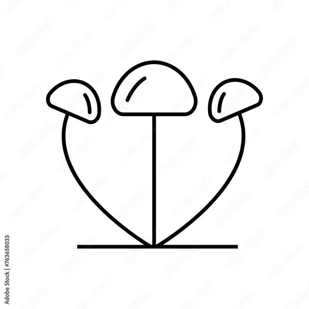 Mushroom Lineal Icon Symbol Vector. Black Outline Mushroom Icon Mushroom Lineal Icon Symbol Vector. Black Outline Mushroom Icon