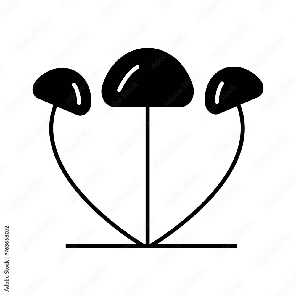 Mushroom Fill Icon Symbol Vector. Black Glyph Mushroom Icon Mushroom Fill Icon Symbol Vector. Black Glyph Mushroom Icon