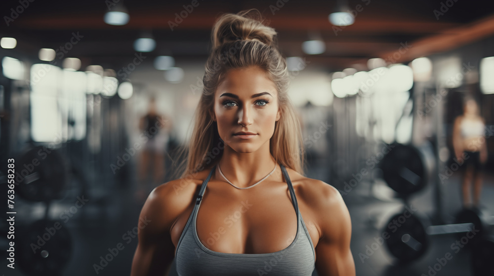 Fototapeta premium Confident Female Athlete at the Gym