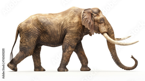 African Elephant Isolated on White 