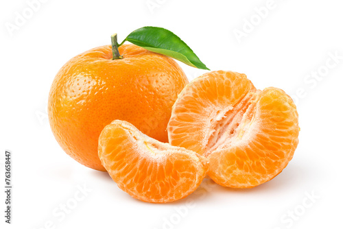 Mandarin tangerine orange isolate on white background.