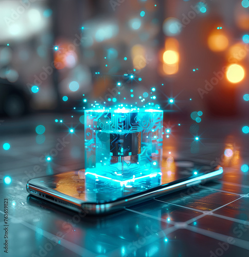 Generated image - Technology concept of quantum computing on a smartphone.
