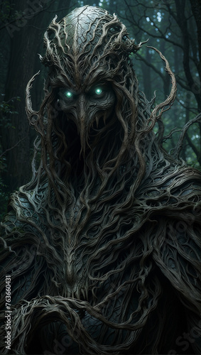 Wooden creature in the forest