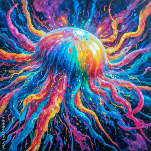 abstract colorful squid 