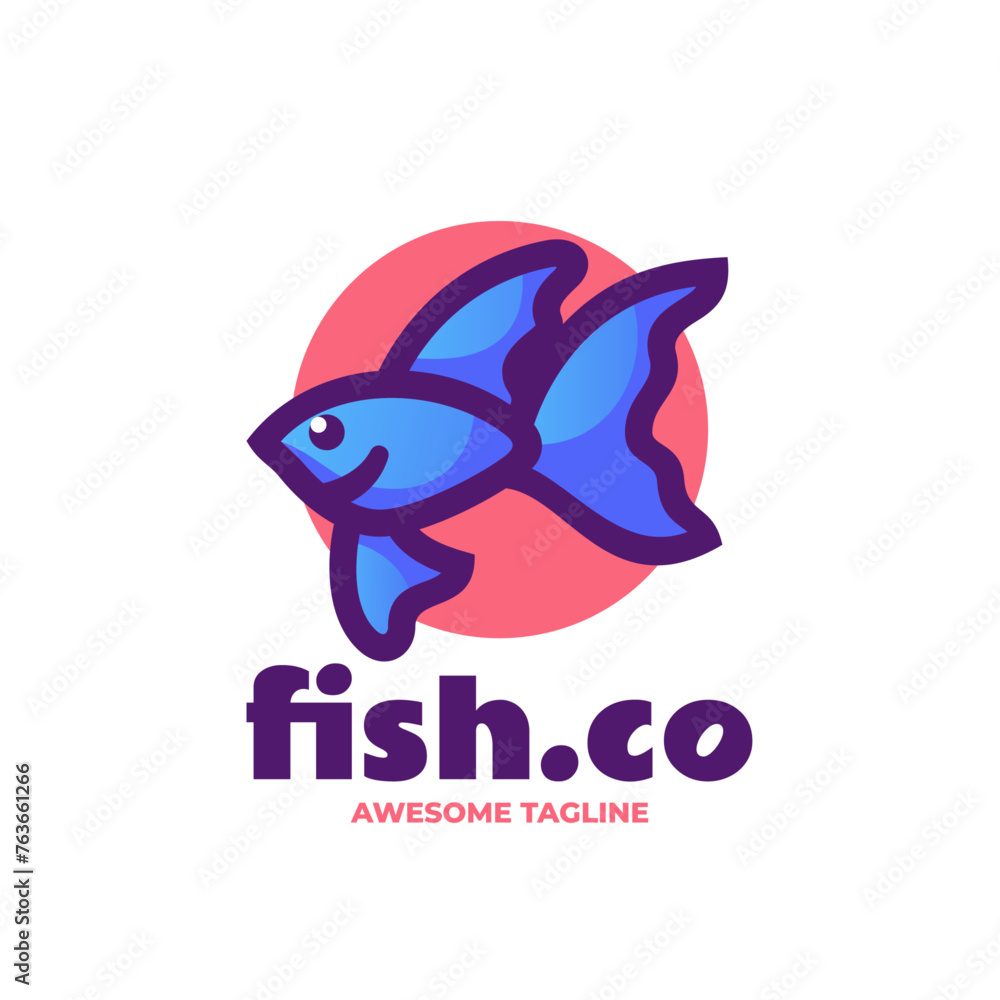 Fototapeta premium Vector Logo Illustration Beta Fish Simple Mascot Style.