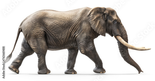 Majestic African Elephant on White 