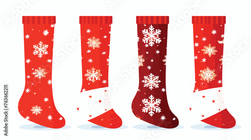 Sock decorated cute Christmas patterns red knee soc photo